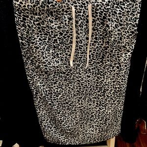 Leopard white and black with bluish grey midi skirt from tickled teal.